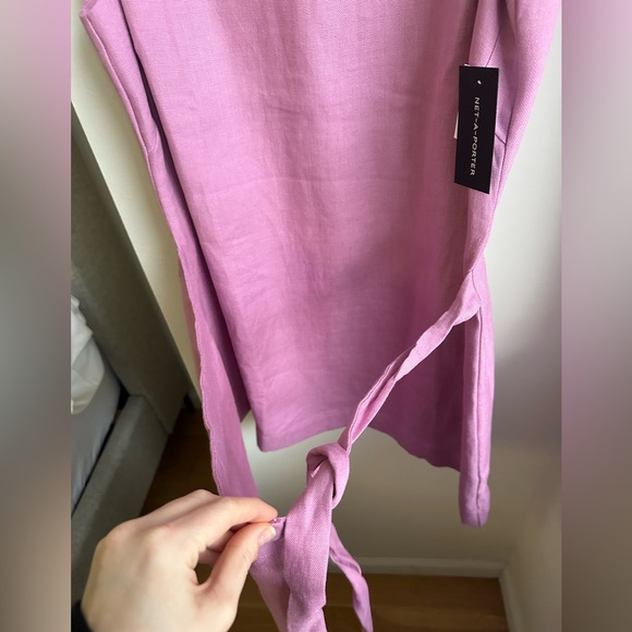 NWT BONDI BORN Martinique Wrap-effect Organic Linen Mini Dress - Pink size large - Picture 7 of 16